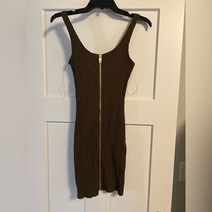 Chic Brown Mini Dress with Gold Accent